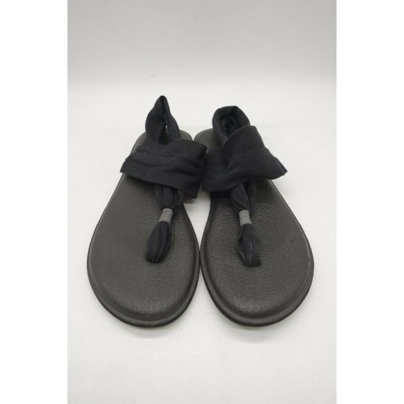 Sanuk Black Stretch Strap Casual Slingback Thong Sandals Shoes Women's 9 - Picture 7 of 10